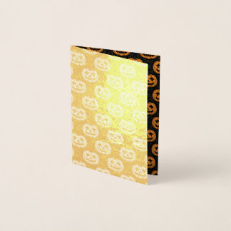 Tarjeta Con Relieve Metalizado Calavera de Calabaza