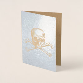 Tarjeta Con Relieve Metalizado Calavera plateada