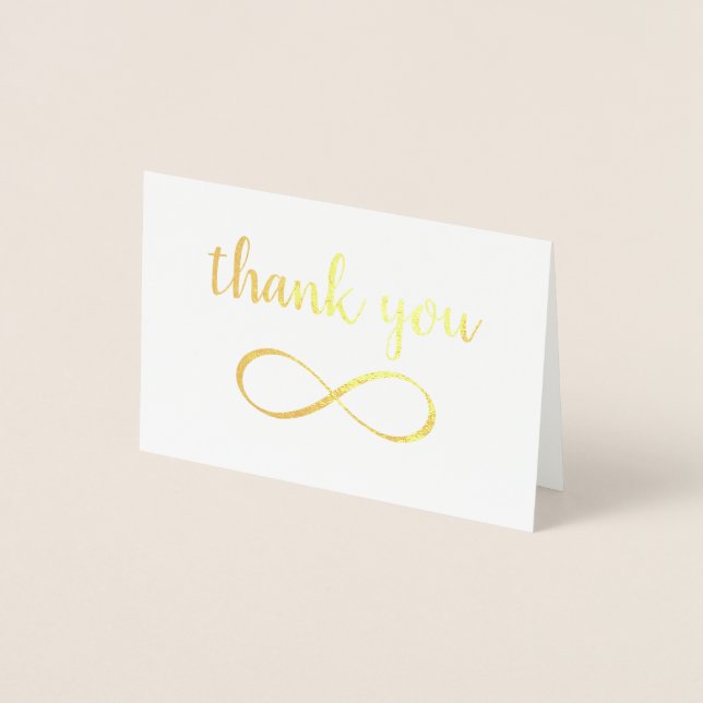 Tarjeta Con Relieve Metalizado Caligrafía de símbolo infinito Gracias (Anverso)