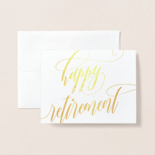 Tarjeta Con Relieve Metalizado Caligrafía rápida de retiro feliz