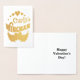 Tarjeta Con Relieve Metalizado Camiseta Wingman de Cupido, camiseta de San Valent