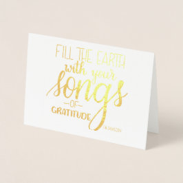 Tarjeta Con Relieve Metalizado Canciones de Gratitud, Cita de C.H. Spurgeon, cris