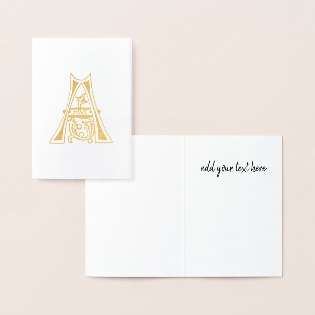 Tarjeta Con Relieve Metalizado Capital A medieval decorativa botánica (Demostración)