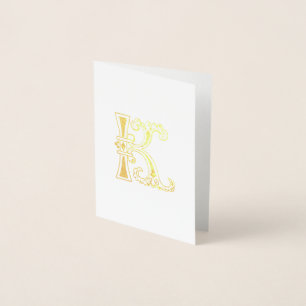 Tarjeta Con Relieve Metalizado Capital decorativa Botánica Medieval K