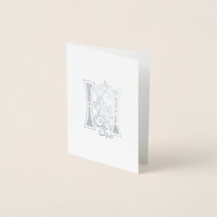 Tarjeta Con Relieve Metalizado Capital decorativa Botánica Medieval N