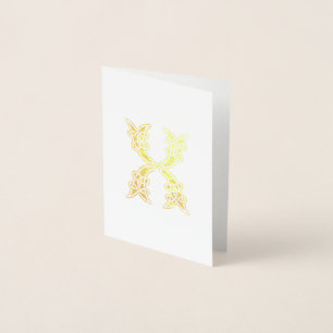 Tarjeta Con Relieve Metalizado Capital Decorativo X De Knot Celta Del Siglo Xvi