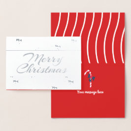 Tarjeta Con Relieve Metalizado Caramelo de Plata Navidad
