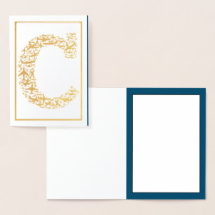 Tarjeta Con Relieve Metalizado Carta C Aviación inicial de avión