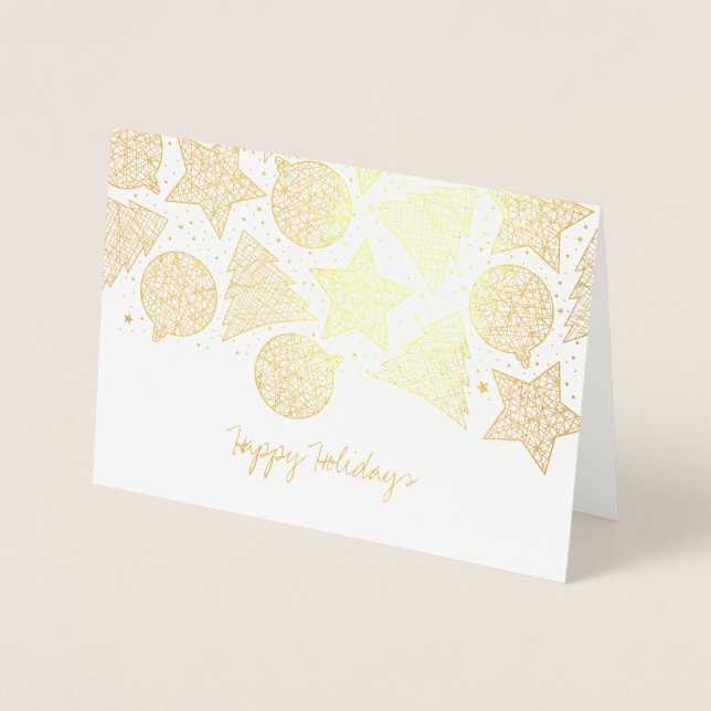 Tarjeta Con Relieve Metalizado Cartas de Navidades del patrón de vacaciones de Re (Anverso)