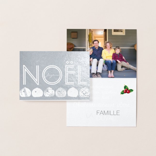 Tarjeta Con Relieve Metalizado Carte de Noël contemporaine personalizado (Demostración)
