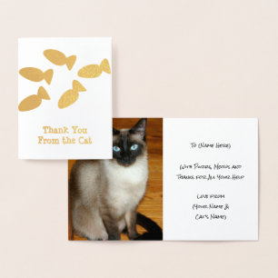 Tarjeta Con Relieve Metalizado Cat Gracias - Añadir Kitty Photo Inside - Personal