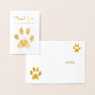 Tarjeta Con Relieve Metalizado Cat Paw Heart of Gold Gracias Personalizado Textos