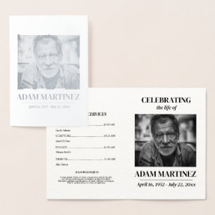 Tarjeta Con Relieve Metalizado Celebración de la vida conmemorativa de la foto Fu