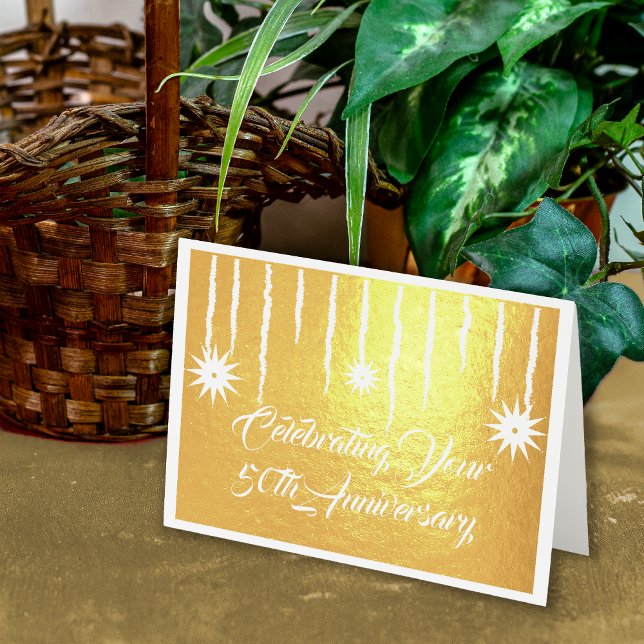Tarjeta Con Relieve Metalizado Celebración del 50 aniversario del Relieve metaliz (Modern Foil 50th Anniversary Card.)