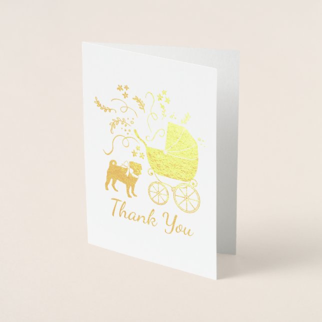 Tarjeta Con Relieve Metalizado Celebración del tema del Fiesta Pug Dog (Anverso)