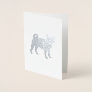 Tarjeta Con Relieve Metalizado Celebración del tema del Fiesta Pug Dog