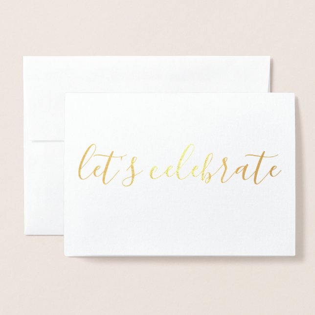 Tarjeta Con Relieve Metalizado celebremos la simple caligrafía Silver (Anverso con sobre)