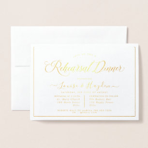 Tarjeta Con Relieve Metalizado Cena de ensayo elegante, Relieve metalizado dorado