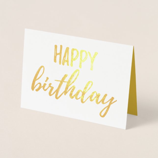 Tarjeta Con Relieve Metalizado Cepillo de Relieve metalizado dorado de cumpleaños (Anverso)
