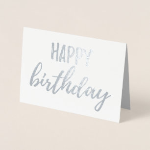 Tarjeta Con Relieve Metalizado Cepillo de Relieve metalizado plateado de cumpleañ