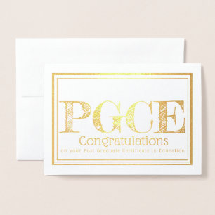 Tarjeta Con Relieve Metalizado Certificado graduado en la educación PGCE
