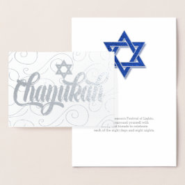 Tarjeta Con Relieve Metalizado Chanukah con la estrella de David Modern Silver