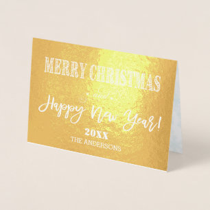 Tarjeta Con Relieve Metalizado Charm Merry Christmas Happy New Year Family Photo