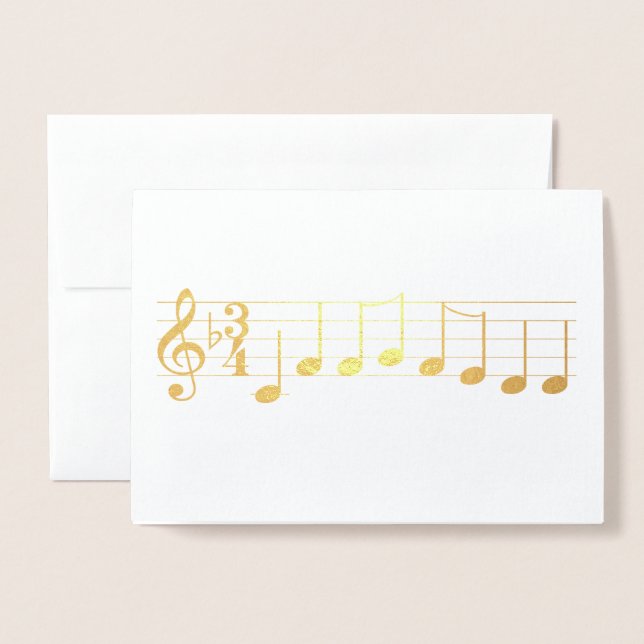 Tarjeta Con Relieve Metalizado Chords We Wish a Merry Christmas Music Notes (Anverso con sobre)