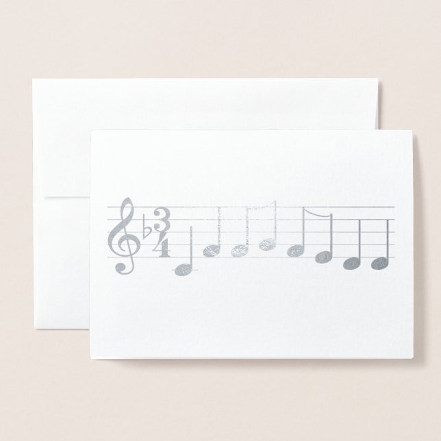 Tarjeta Con Relieve Metalizado Chords We Wish a Merry Christmas Music Notes (Anverso con sobre)