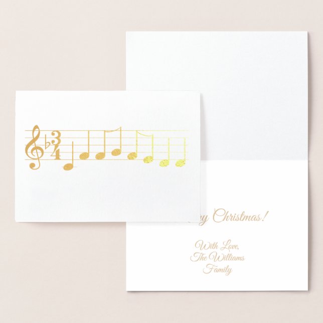 Tarjeta Con Relieve Metalizado Chords We Wish a Merry Christmas Music Notes (Demostración)