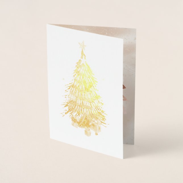 Tarjeta Con Relieve Metalizado Christmas Merry and Bright Treeis (Anverso)