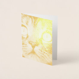 Tarjeta Con Relieve Metalizado Cierre de gato con ojos amarillos