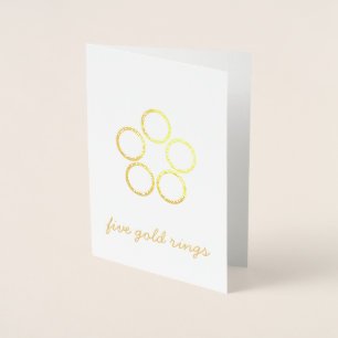 Tarjeta Con Relieve Metalizado Cinco anillos de oro