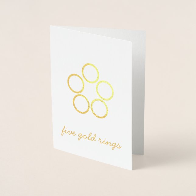 Tarjeta Con Relieve Metalizado Cinco anillos de oro (Anverso)