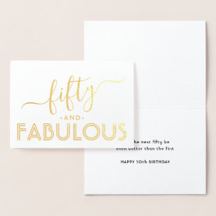 Tarjeta Con Relieve Metalizado Cincuenta y Fabuloso Cumpleaños Simple y Elegante