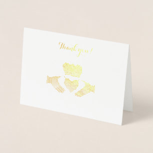 Tarjeta Con Relieve Metalizado Claddagh irlandés Nota de agradecimiento