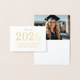 Tarjeta Con Relieve Metalizado Clase de 2023 Elegante Graduación Gracias Oro