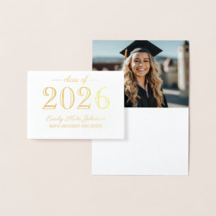 Tarjeta Con Relieve Metalizado Clase de 2023 Elegante Graduación Gracias Oro