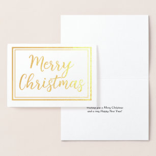 Tarjeta Con Relieve Metalizado Clásico Relieve metalizado de oro Feliz Navidad