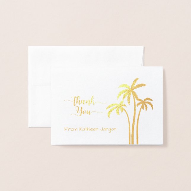 Tarjeta Con Relieve Metalizado Classy Palm Tree Gracias (Anverso con sobre)