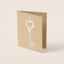 Tarjeta Con Relieve Metalizado Clave de plata