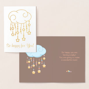 Tarjeta Con Relieve Metalizado Cloud Beads Stars Mobile Have Baby Brown