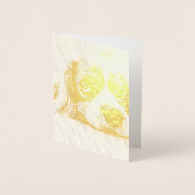 Tarjeta Con Relieve Metalizado Cocker Spaniel Dog de ojos tristes (Anverso)