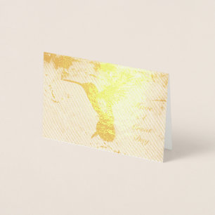 Tarjeta Con Relieve Metalizado Colibrí