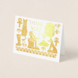 Tarjeta Con Relieve Metalizado Collage de gráficos egipcios en Egipto gracias