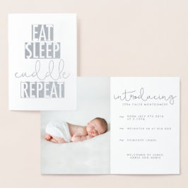 TARJETA CON RELIEVE METALIZADO COMER, DORMIR, REPETIR