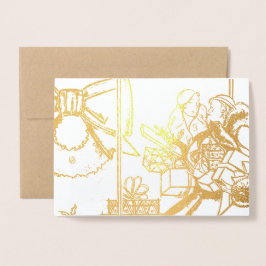 Tarjeta Con Relieve Metalizado Compras de navidades