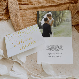 Tarjeta Con Relieve Metalizado Con nuestro agradecimiento Boda Photo Relieve meta