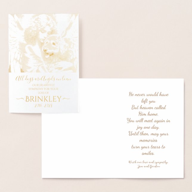 Tarjeta Con Relieve Metalizado Condolencias por la pérdida de Golden Doodle (Demostración)