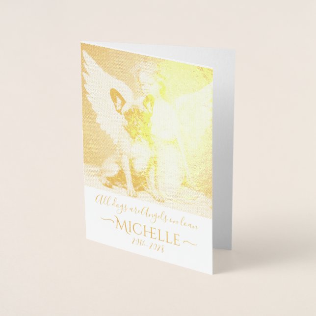 Tarjeta Con Relieve Metalizado Condolencias por pérdida de Bulldog francés (Anverso)